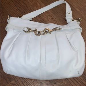 Coach white leather handbag.